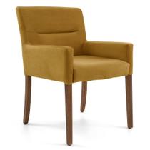 Poltrona Decorativa Base Madeira Angel B-260 Veludo Mostarda - Domi