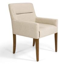 Poltrona Decorativa Base Madeira Angel C-129 Linho Bege Escuro - Domi