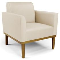 Poltrona Decorativa Base Madeira Castanho Maressa Sintético Bege