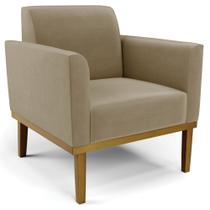 Poltrona Decorativa Base Madeira Castanho Maressa Suede Marrom RT - Ibiza