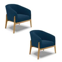 Poltrona Decorativa Base Madeira Kit 2 Stella Bouclê D03 - D'Rossi