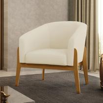 Poltrona Decorativa Base Madeira Stella Cotelê Ext/Veludo Off White D03 - D'Rossi Poltrona Decorativa Base Madeira Stella Cotelê Ext/Veludo Off White D03 - D'Rossi