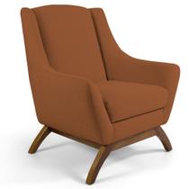 Poltrona Decorativa Base Manu Madeira Juliet B-262 Veludo Telha - Domi