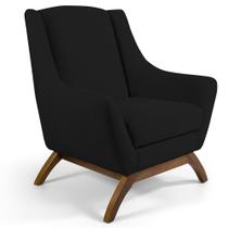 Poltrona Decorativa Base Manu Madeira Juliet B-300 Veludo Preto - Domi