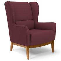Poltrona Decorativa Base Manu Madeira Milena B-278 Veludo Marsala - Domi
