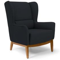 Poltrona Decorativa Base Manu Madeira Milena B-300 Veludo Preto - Domi