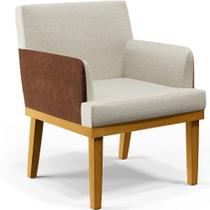 Poltrona Decorativa Base Mel Beatriz W01 Linho Champagne material sintético Marrom - Lyam Decor