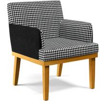 Poltrona Decorativa Base Mel Beatriz W01 Suede Pied Poule material sintético Preto - Lyam Decor Poltrona Decorativa Base Mel Beatriz W01 Suede Pied Poule material sintético Preto - Lyam Decor