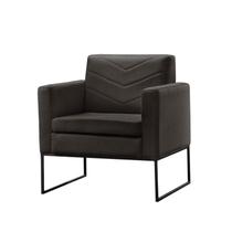 Poltrona Decorativa Base Preta Couro Preto Mel