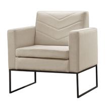 Poltrona Decorativa Base Preta Linho Bege Claro Mel Poltrona Decorativa Base Preta Linho Bege Claro Mel