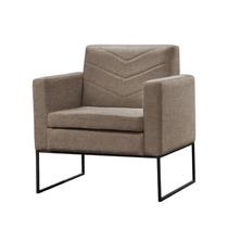 Poltrona Decorativa Base Preta Linho Cappuccino Mel