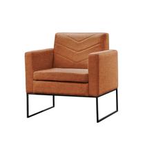 Poltrona Decorativa Base Preta Linho Terracota Mel