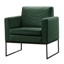 Poltrona Decorativa Base Preta Veludo Verde Mel