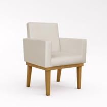 Poltrona Decorativa Base + Reforçada Tecido material sintético bege