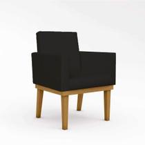 Poltrona Decorativa Base + Reforçada Tecido material sintético preto