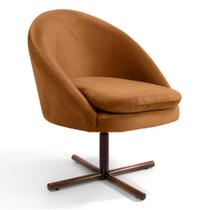 Poltrona Decorativa Base Xis Madeira Rafa B-262 Veludo Telha - Domi