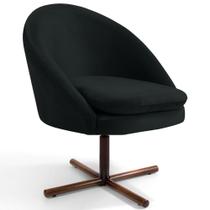 Poltrona Decorativa Base Xis Madeira Rafa B-300 Veludo Preto - Domi Poltrona Decorativa Base Xis Madeira Rafa B-300 Veludo Preto - Domi