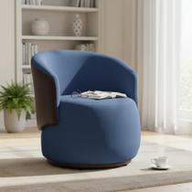 Poltrona Decorativa Beatriz Orgânica Composê Couro Marrom Suede Azul Royal Ms Decor