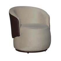 Poltrona Decorativa Beatriz Orgânica Composê Couro Marrom Suede Bege Mz Decor