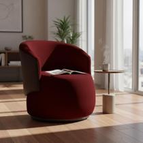 Poltrona Decorativa Beatriz Orgânica Composê Couro Marrom Suede Marsala Ms Decor