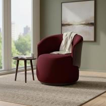 Poltrona Decorativa Beatriz Orgânica Composê Couro Marrom Suede Marsala Mz Decor