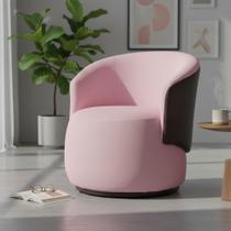 Poltrona Decorativa Beatriz Orgânica Composê Couro Marrom Suede Rosa Mz Decor Poltrona Decorativa Beatriz Orgânica Composê Couro Marrom Suede Rosa Mz Decor