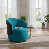 Poltrona Decorativa Beatriz Orgânica Composê Couro Marrom Veludo Azul Turquesa Ms Decor Poltrona Decorativa Beatriz Orgânica Composê Couro Marrom Veludo Azul Turquesa Ms Decor
