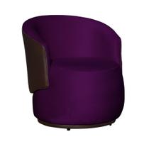 Poltrona Decorativa Beatriz Orgânica Composê Couro Marrom Veludo Roxo Mz Decor