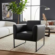 Poltrona Decorativa Bella com Base de Aço Tecido Courvim Sintético na cor Preto