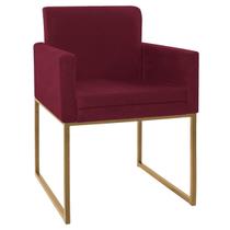 Poltrona Decorativa Bellinha Base de Ferro Dourado Suede - ADJ Decor