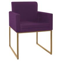 Poltrona Decorativa Bellinha Base de Ferro Dourado Suede Roxo - ADJ Decor