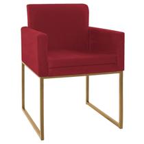 Poltrona Decorativa Bellinha Base de Ferro Dourado Suede Vermelho - Amarena Móveis