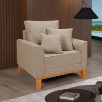 Poltrona Decorativa Beny Fixo Living Base de Madeira Cadeira