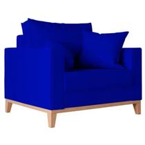 Poltrona Decorativa Beny Pés Base Em Madeira Recepção Suede