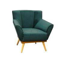 Poltrona Decorativa Berlim Base em Madeira Maciça Tecido Veludo Verde