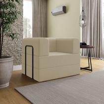 Poltrona Decorativa Berlim Modular Sala Linho Para Sala linho Bege