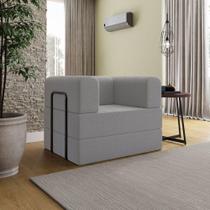 Poltrona Decorativa Berlim Modular Sala Linho Para Sala linho Cinza