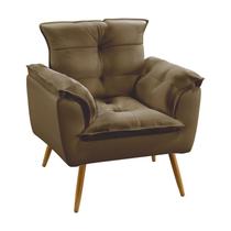 Poltrona Decorativa Beta para Sala de Estar Sued Capuccino Aradecor