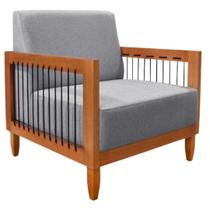 Poltrona Decorativa Betina Sala de Estar Recepção Escritório Linho