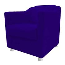 Poltrona Decorativa Bia Sala de Estar Tecido Sintético Azul Marinho Kimi Decor
