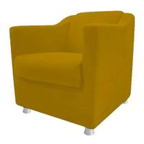 Poltrona Decorativa Bia Sala de Estar Tecido Suede Amarelo Kimi Decor