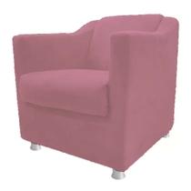 Poltrona Decorativa Bia Sala de Estar Tecido Suede Rose Kimi Decor