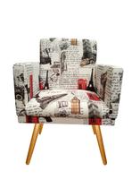 Poltrona Decorativa Bia Suede Paris Vermelho Pés Madeira Ms Decor