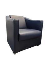 Poltrona Decorativa Biane Couro Azul Marinho Pés Cromado Mz Decor