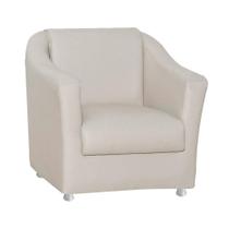 Poltrona Decorativa Biane Couro Bege Pés Cromado Ms Decor