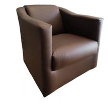 Poltrona Decorativa Biane Couro Marrom Pés Cromado Mz Decor