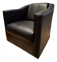 Poltrona Decorativa Biane Couro Preto Pés Cromado Ms Decor