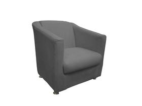 Poltrona Decorativa Biane Suede Cinza Pés Cromado Mz Decor