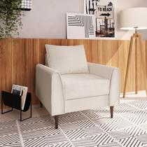 Poltrona Decorativa Bienna 1 Lugar Estrutura e Pés em Eucalipto Tecido Linho 85cm Branco Off White Poltrona Decorativa Bienna 1 Lugar Estrutura e Pés em Eucalipto Tecido Linho 85cm Branco Off White