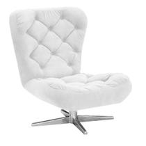 Poltrona Decorativa Botonê Iris Suede Branco com Base Estrela Giratória Aço Cromado - D'Rossi
